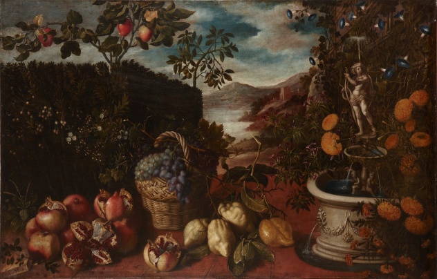 Jardín con Frutas, flores y una fuente (Hiepes)